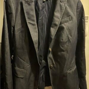 Talbots Black Velvet Blazer with Striped Collar